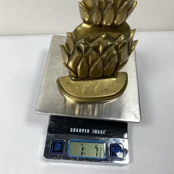 Vintage MCM Brass Pineapple Bookend Decor 6” Heavy Solid Staging - Picture 5 of 5